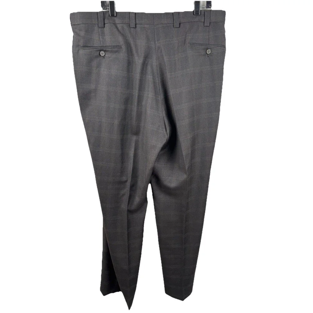 Perry Ellis Portfolio Suit Jacket Wool Mens Charcoal Gray Glen Plaid Windowpane